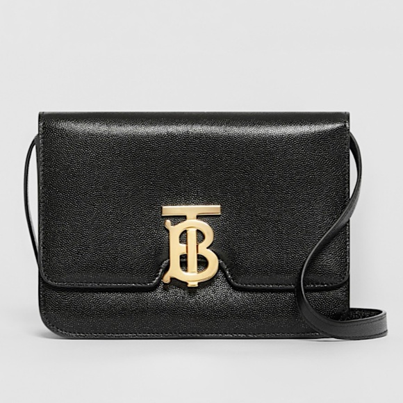 BURBERRY Small Tb Grainy Black with Tag Leather Cross Body Bag - Picture 1 of 16